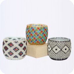 Beaded Glass Candle Holder