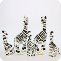 Beaded Black & White Wooden Giraffe